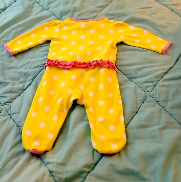 Carters Yellow Footie One Piece Pajamas with Pink Butterfly 3-6 Months - Picture 3 of 3